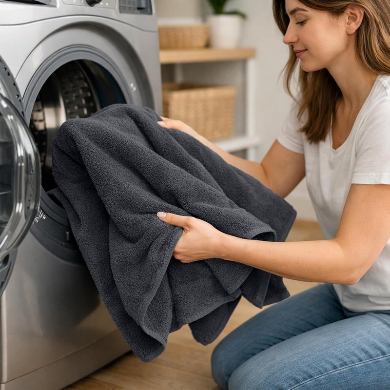 Riverside Pack of 1 Jumbo Bath Sheet 40 x 80 Inches - Extra Large Bath Towel, Super Soft & Highly Absorbent, 100% Cotton Quick Dry, Perfect to Wrap Yourself in - Charcoal - Image 4